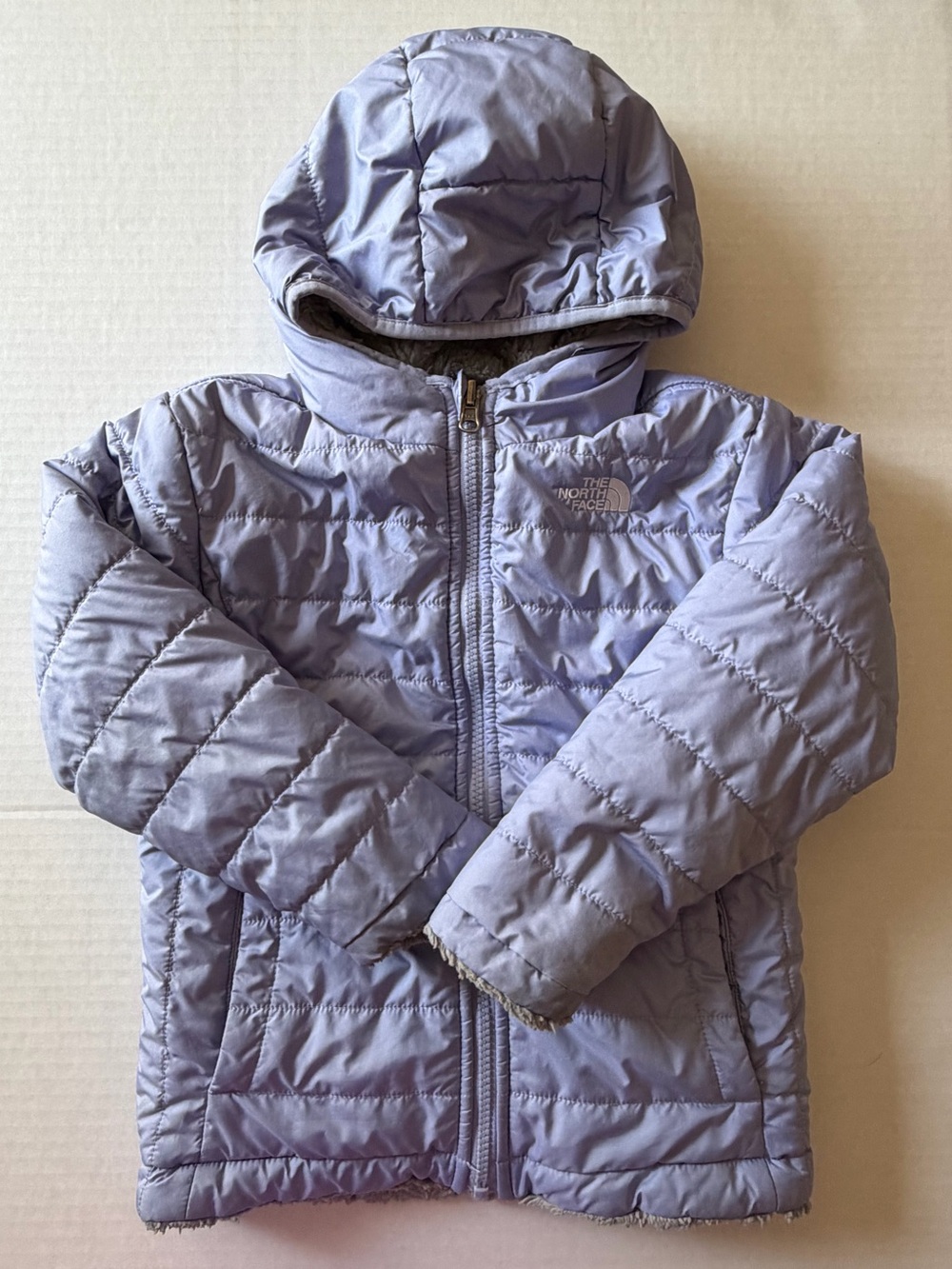 The North Face Reversible Mossbud Jacket Lavender Gray Girls 5T